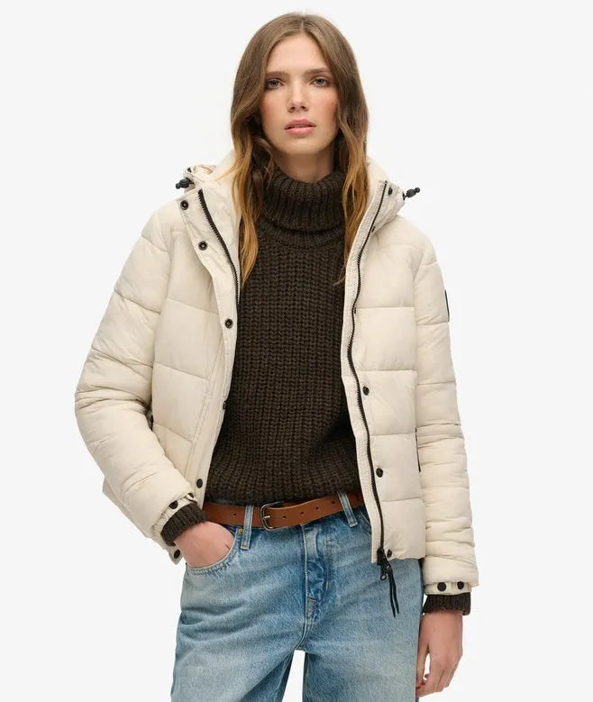 Faux Fur Short Hooded Puffer Jacket