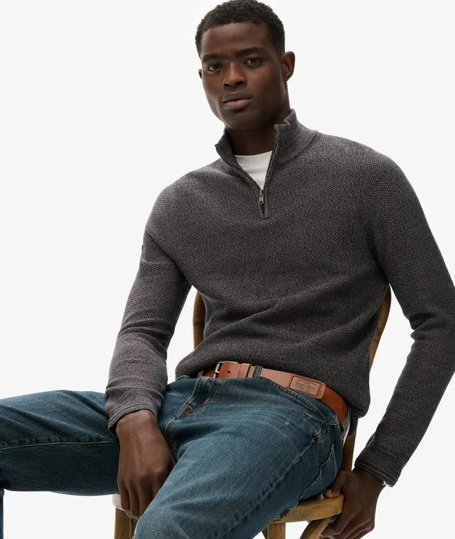 Cotton Texture Half-Zip Jumper