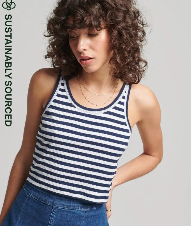 Organic Cotton Vintage Ribbed Crop Vest Top