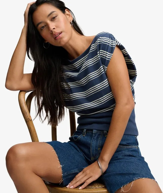 Deep Rib Stripe Bardot Top