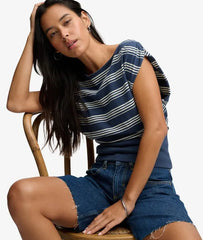 Deep Rib Stripe Bardot Top