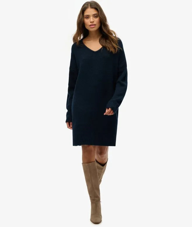 Oversized V Neck Jumper Dress