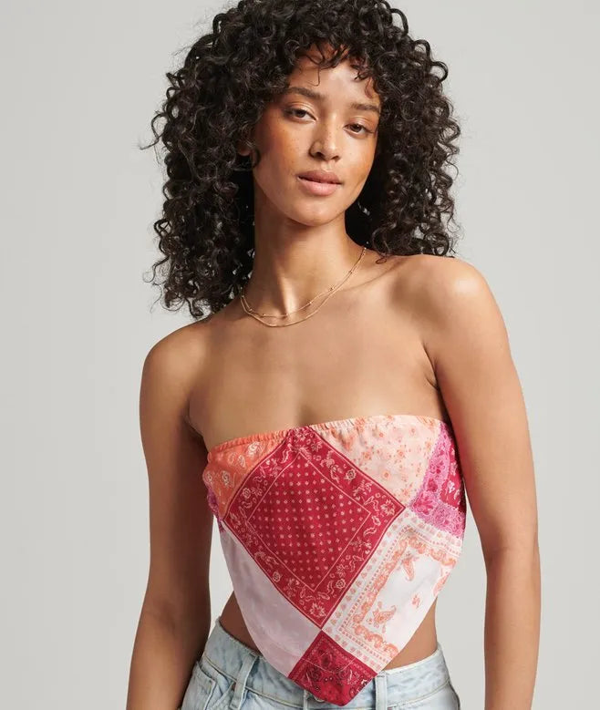 Vintage Bandana Off Shoulder Top