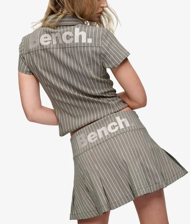 Bench Logo Pleated Stripe Mini Skirt