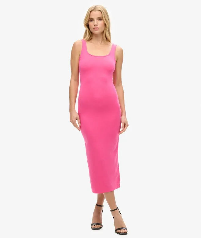 Square Neck Jersey Midi Dress