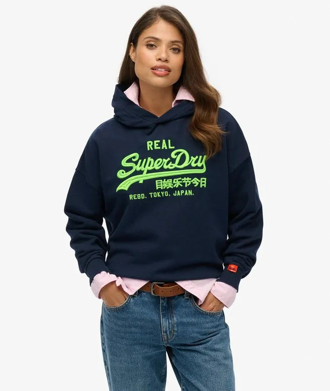 Vintage Logo Neon Relaxed Hoodie