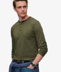 Slub Long Sleeve Jersey Henley Top