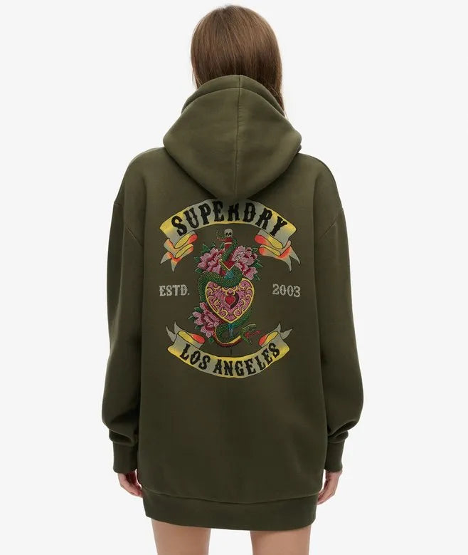 Tattoo Rhinestone Hoodie Dress
