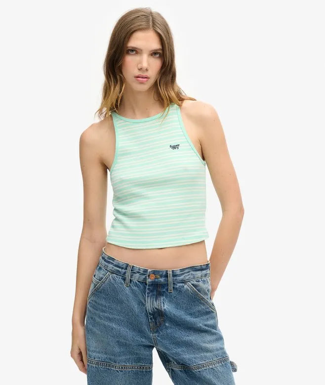 Essential Logo Striped Racer Vest Top