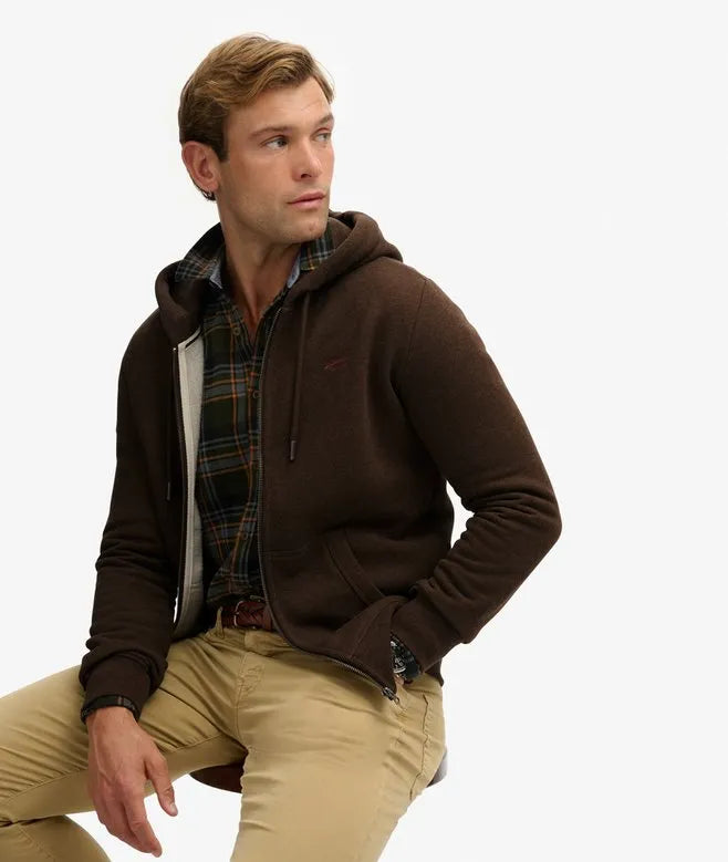 Essential Logo Half Brushed Zip Hoodie
