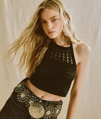 Cropped Halter Crochet Top