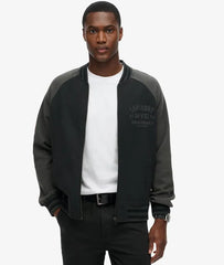 College Graphic Jersey Bomber Jacket