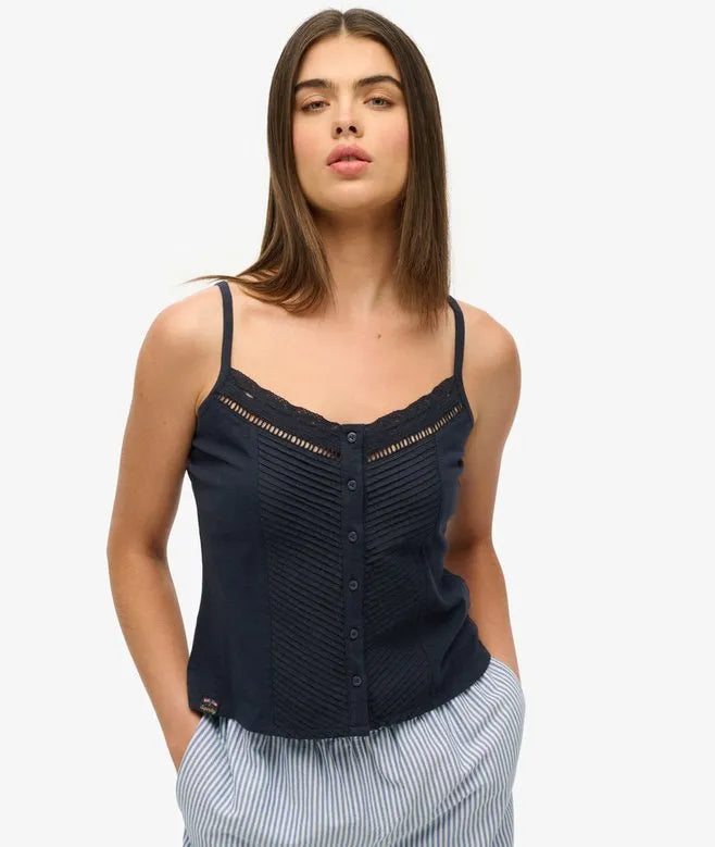 Lace Button Through Cami Top