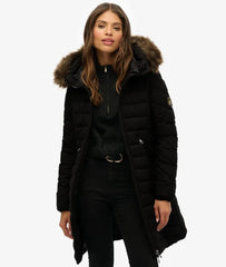 Fuji Faux Fur Hooded Mid Length Coat