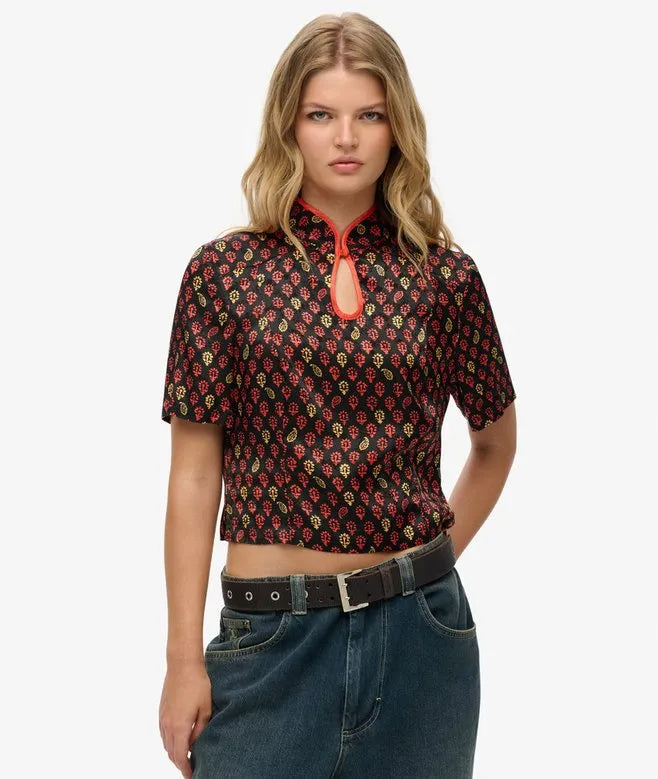 Mandarin Jacquard Top
