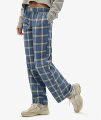 Cotton Check Elastic Trousers
