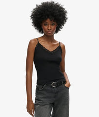 Organic Cotton Vintage Rib Lace Trim Cami Top