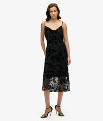 Devore Cowl Neck Midi Slip Dress
