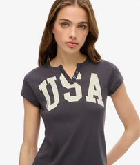 Athletic Essentials Notch Neck Graphic T-Shirt