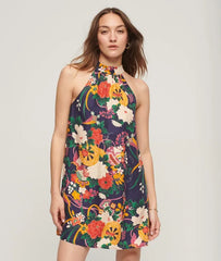High Neck Sleeveless Mini Dress
