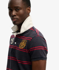 Double Emblem Jersey Short Sleeve Rugby Polo Top
