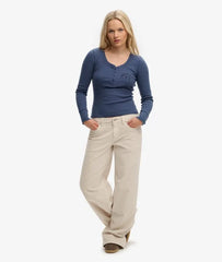 Mid Waist Baggy Mini Cord Pants