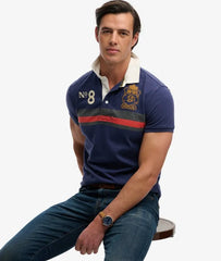Double Emblem Jersey Short Sleeve Rugby Polo Top