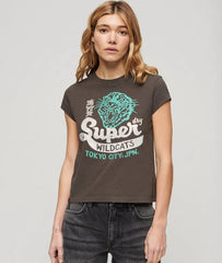 Embellished Poster Cap Sleeve T-Shirt