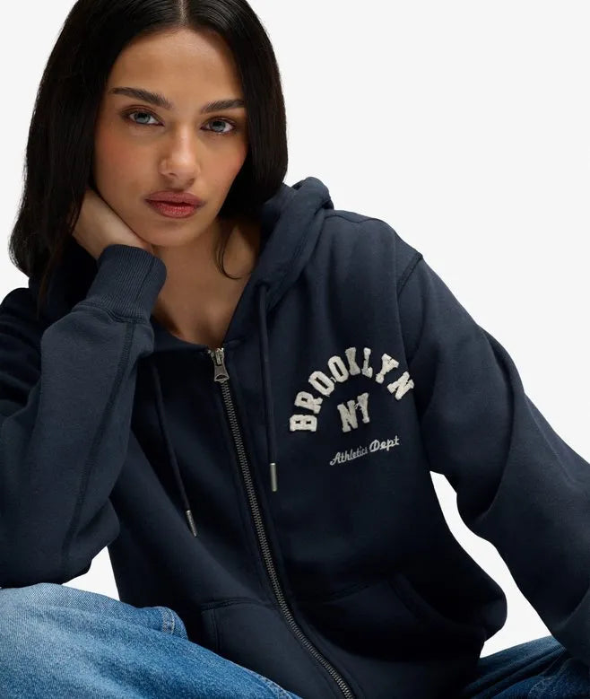 Athletic Essential Relaxed Crop Zip Hoodie