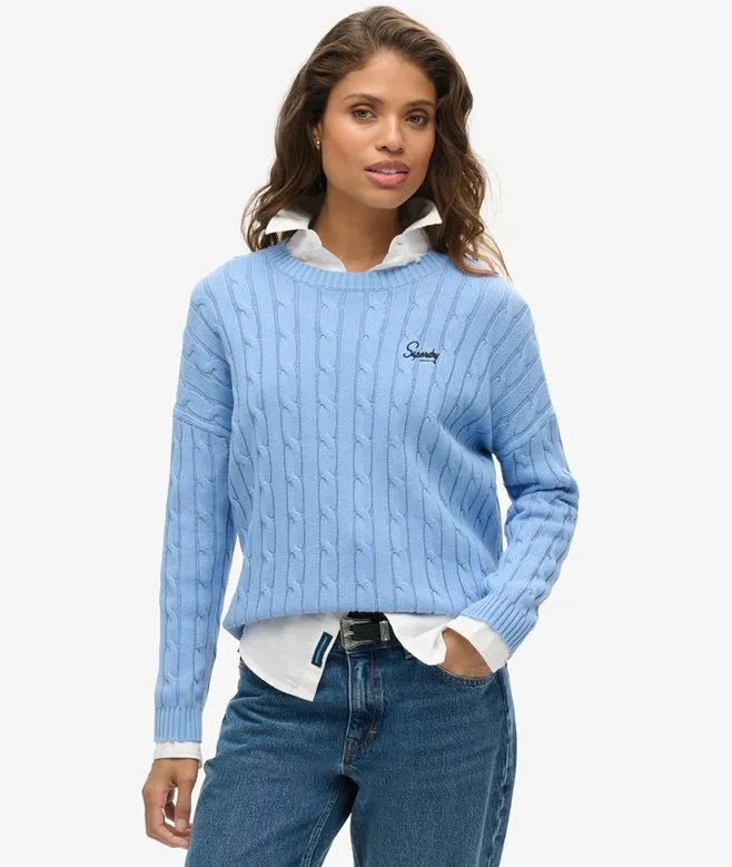 Vintage Dropped Shoulder Cable Knit Jumper