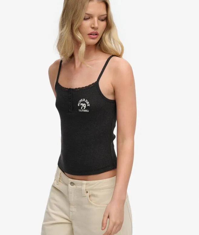 Athletic Essentials Embroidered Button Cami Top