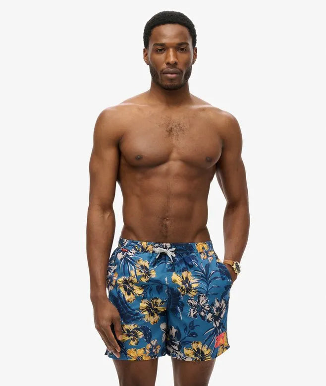 Hawaiian Print 16-Inch Swim Shorts
