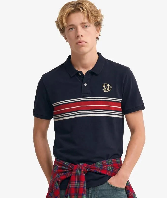 Vintage Stripe Jersey Polo Shirt