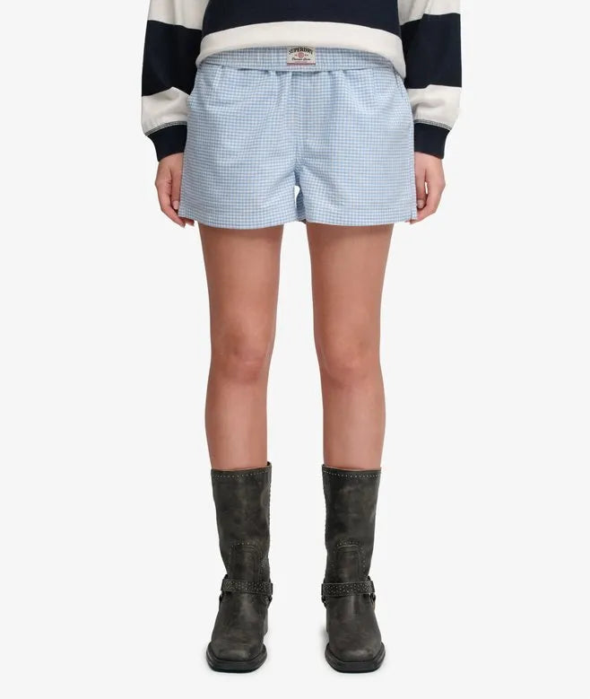 Cotton Elastic Check Shorts