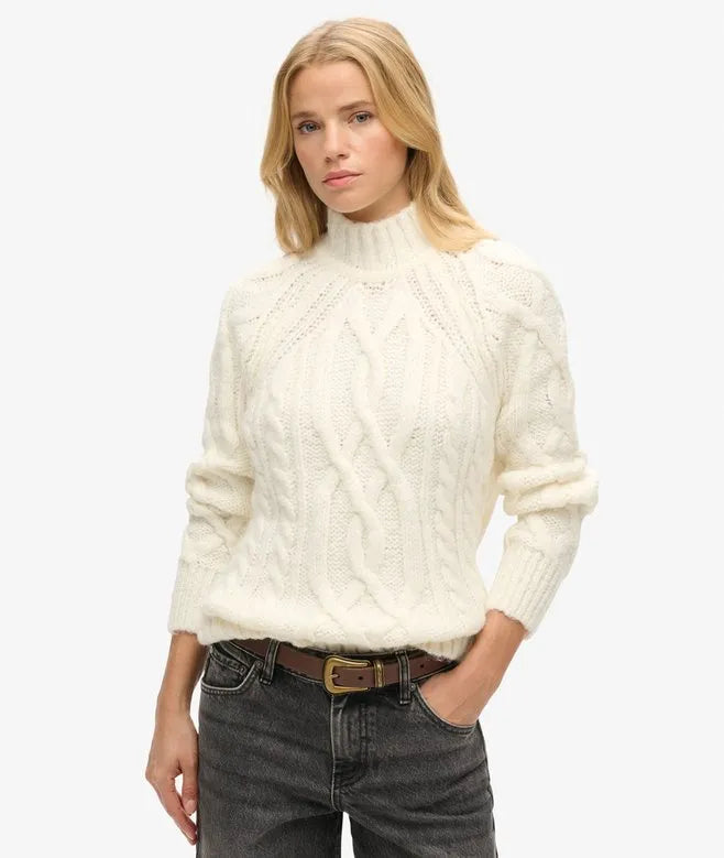 High Neck Cable Knit Jumper