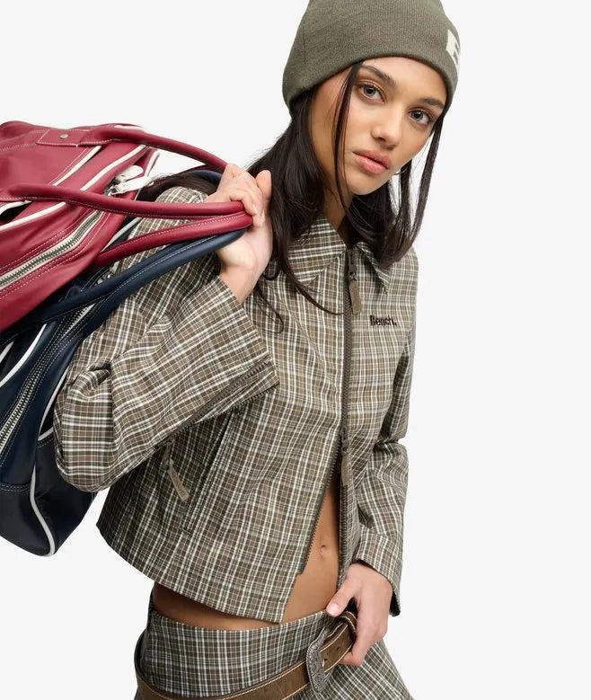 Bench Double Zip Collared Check Jacket