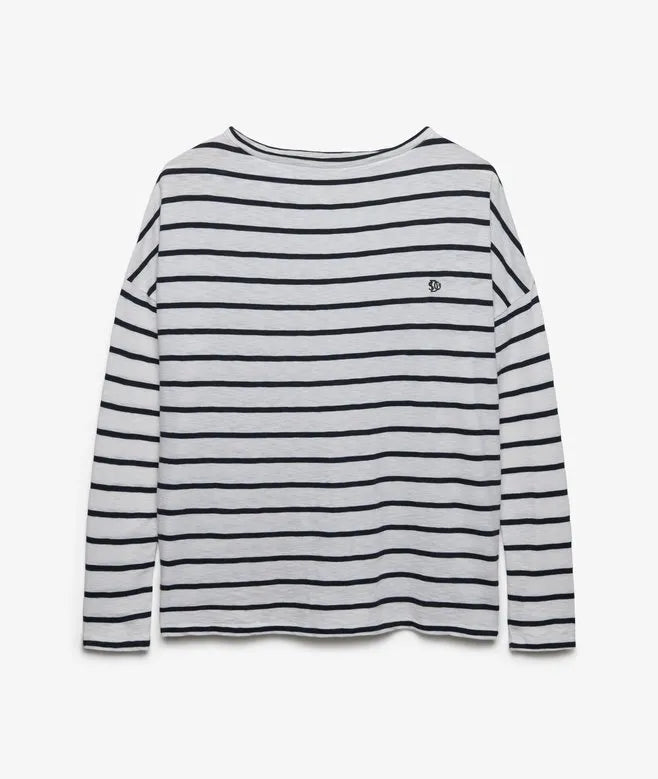 Studios Boat Neck Slub Long Sleeve Top