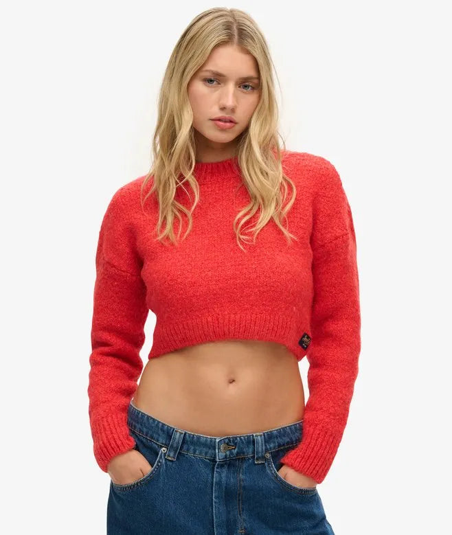 Vintage Textured Crop Knit Jumper