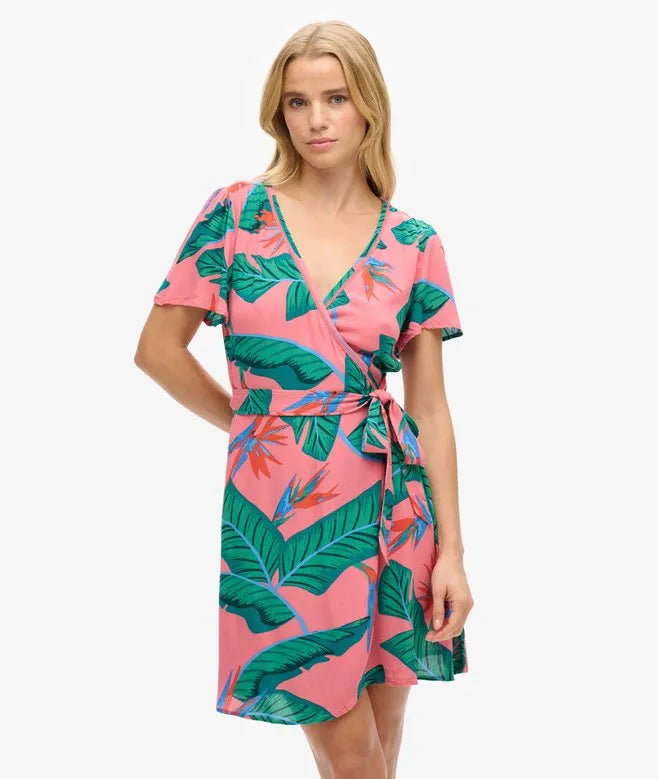 Printed Mini Wrap Dress