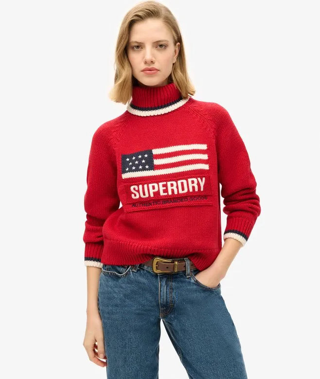 Americana Roll Neck Knit Jumper
