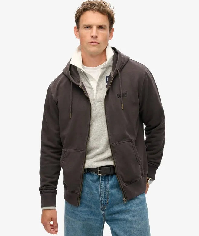 Essential Logo Washed Zip Hoodie
