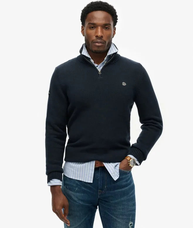 Cotton Half Zip Knit Jumper