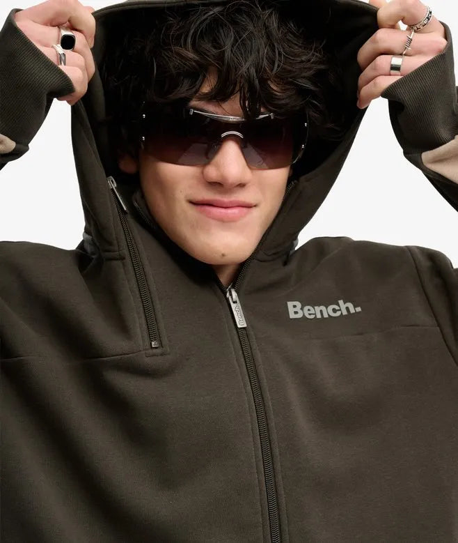 Bench Double Zip Hooded Stripe Sweatshirt