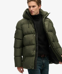 Hooded Mid Length Sports Puffer Jacket