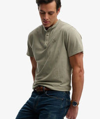 Classic Cotton Linen Short Sleeve Henley T-shirt