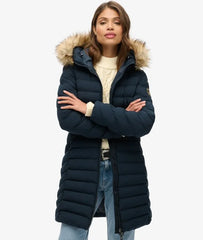 Fuji Faux Fur Hood Mid Length Puffer Coat