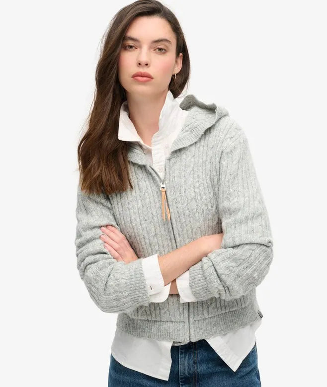 Cable Knit Zip Up Jumper