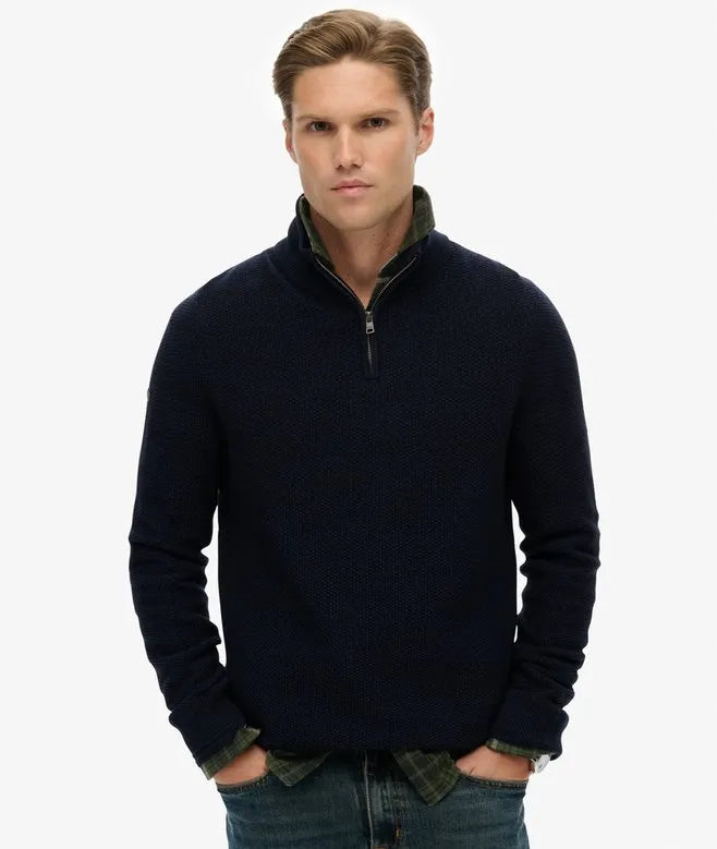 Cotton Texture Half-Zip Jumper
