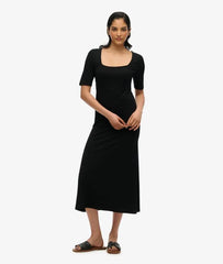 Short Sleeve Square Neck Midi Jersey Dress