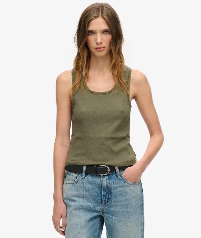 Athletic Essentials Vintage Lace Trim Vest Top